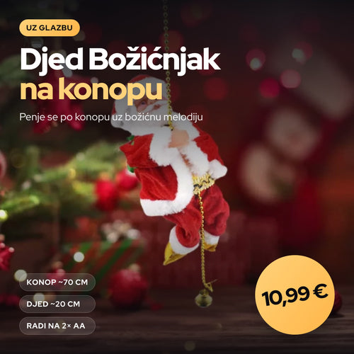 Djed Božićnjak koji se penje po konopu