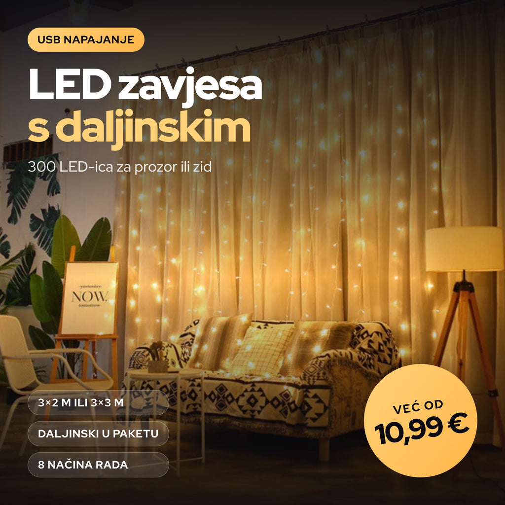 Božićna Svjetlosna Zavjesa s USB Napajanjem